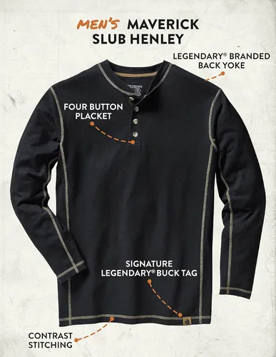 Vista 4 de Legendary Whitetails - Camiseta estilo Henley de Maverick Slub para hombre