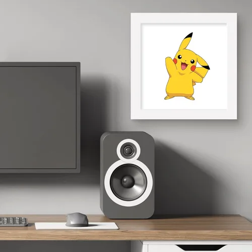 Vista 6 de Trends International Gallery Pops Pokemon - Pikachu Waving Pose - Arte de pared, versión enmarcada blanca, 12 x 12 pulgadas Versión enmarcada