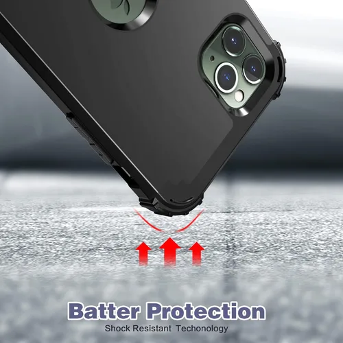 Vista 7 de IDweel Funda para iPhone 11 Pro Max con protector de pantalla de vidrio templado, híbrida 3 en 1 a prueba de golpes, delgada, resistente, cubierta