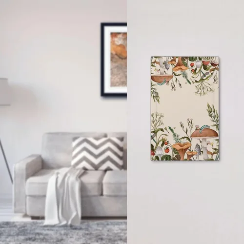 Vista 7 de Placa de Pared en Blanco de 1-Gang Sin Dispositivo Beige Lindo Vintage Boho de los 70s Hongo Fungus Planta Floral Botánica Libélula Interruptor