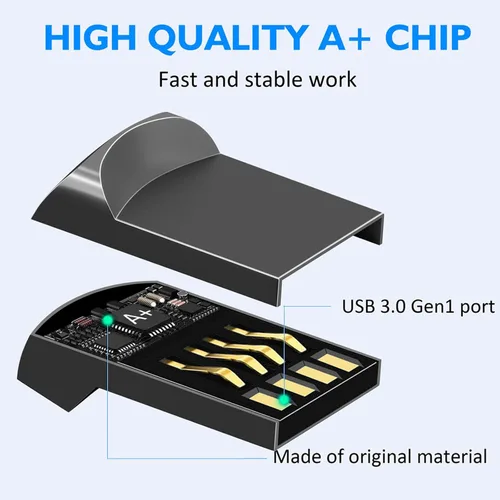 Vista 3 de EASTBULL Paquete de 5 unidades flash USB 2.0 pequeñas de 2 GB con adaptador USB-C (gris)