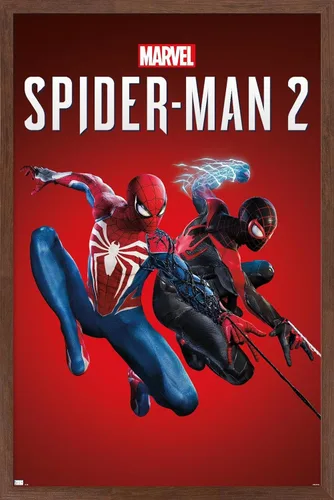 Vista 10 de Trends International Marvel's Spider-Man 2 - Póster de pared de arte con llave, 22.4 pulgadas de largo x 14.7 pulgadas, versión enmarcada de madera