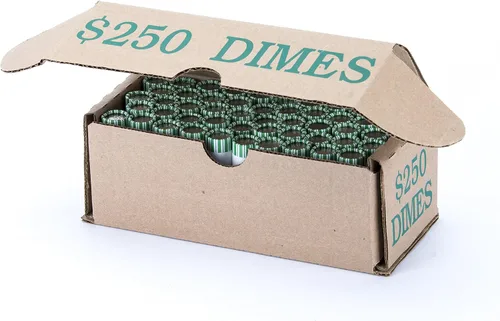 Vista 2 de Caja de almacenamiento Dime verde con capacidad para 50 rollos de monedas envueltos, 10 cajas