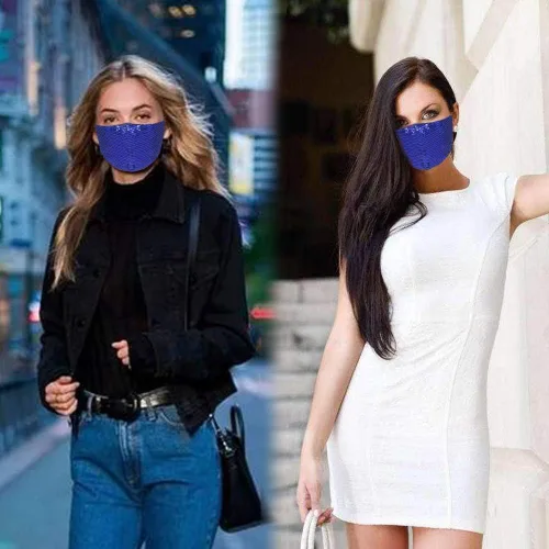 Vista 6 de Uoudio - Cubrebocas con cristal y diamantes de imitación moderno y reutilizable para mujeres y mascarada