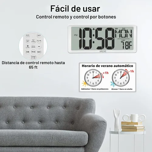 Vista 3 de XREXS Reloj de pared digital de 14.17" con retroiluminación