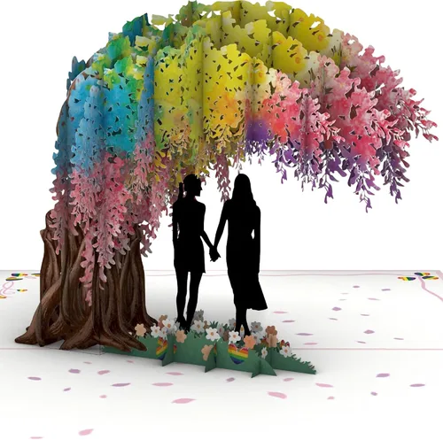 Vista 15 de iGifts And Cards Tarjeta emergente de corazón lesbiana 3D – Escultura de amor es amor para el mes del orgullo, salir y día de San Valentín – Regalo