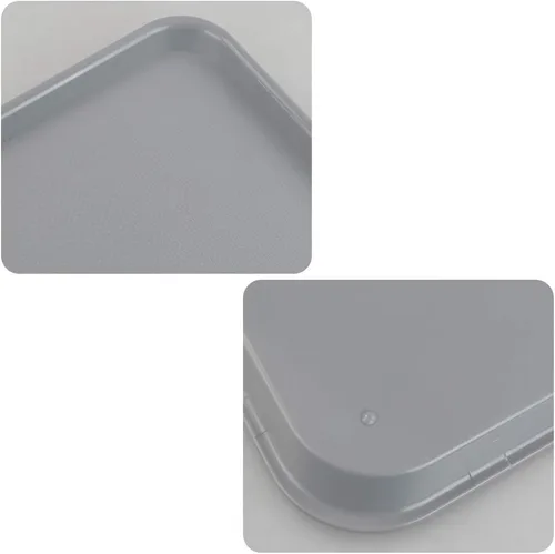 Vista 6 de Gloreen Juego de 4 bandejas rectangulares de comida rápida, bandejas de café estándar para cafetería, color gris