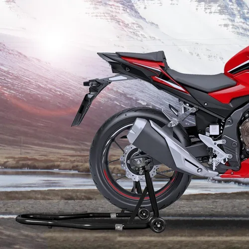 Vista 7 de Jack Boss Caballete de motocicleta, soporte de rueda trasera combo, capacidad de 500 libras, soporte de basculante para paddock para moto deportiva