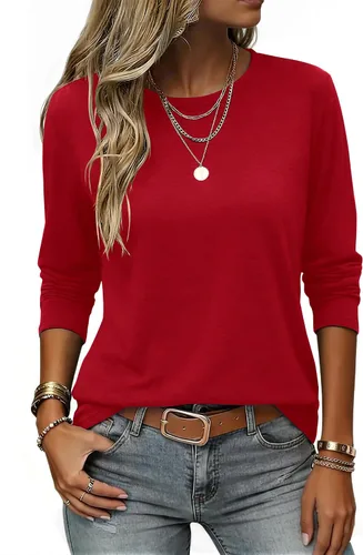 Vista 6 de Zeagoo Women Crewneck Casual Long Sleeve Tops Fall Tshirts Layer