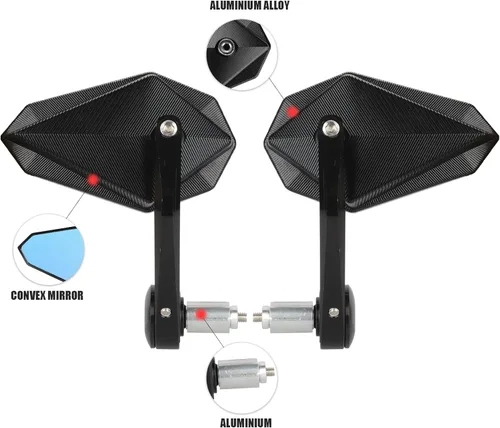 Vista 4 de LKV Espejos de extremo de barra de motocicleta de 7/8 pulgadas de 0.866 in – Espejos retrovisores laterales de motocicleta anti-azul 360 grados CNC