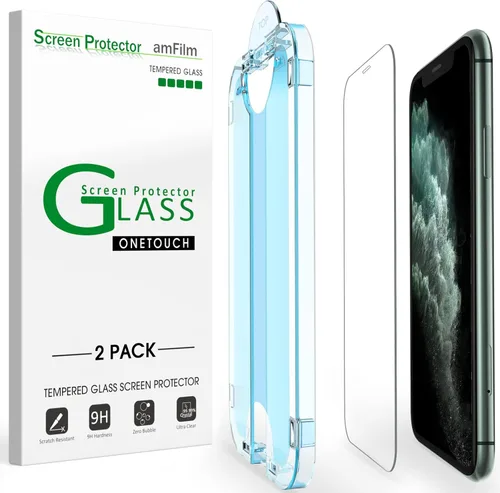 Vista 7 de amFilm OneTouch Protector de pantalla de vidrio para iPhone 11, iPhone XR (6.1 pulgadas) con kit de fácil instalación, vidrio templado, paquete de 2