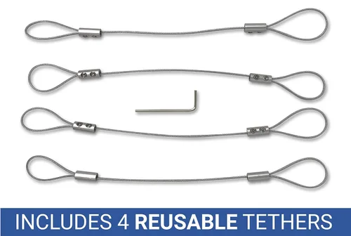 Vista 2 de Universal CableTether - TetherClamp (paquete de 4) – Resistente, reutilizable, ajustable, cable – Adaptadores seguros para pantalla de computadora