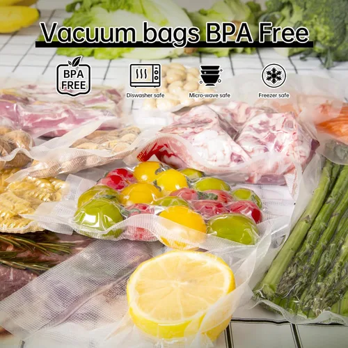 Vista 5 de Bolsas selladoras al vacío, 2 paquetes de 11 x 16 pies y 8 x 16 pies, sin BPA, para guardar alimentos, sellar una comida, bolsas duraderas