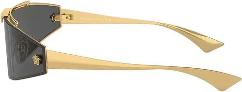 Vista 3 de Versace VE 2265 1002 Gafas de sol con escudo de metal dorado lente gris, Oro
