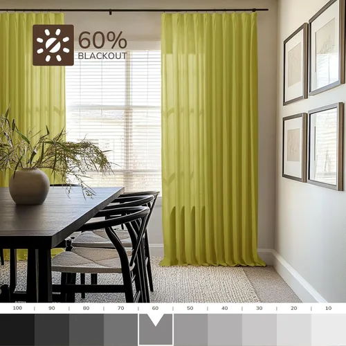 Vista 3 de TWOPAGES - Cortina plisada de lino de algodón texturizada para habitación con oscurecimiento, cortina de privacidad añadida para dormitorio o cuarto