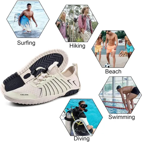 Vista 6 de YALOX Zapatos de agua para hombre y mujer, zapatos de natación al aire libre, playa, descalzo, secado rápido, calcetines para piscina, natación