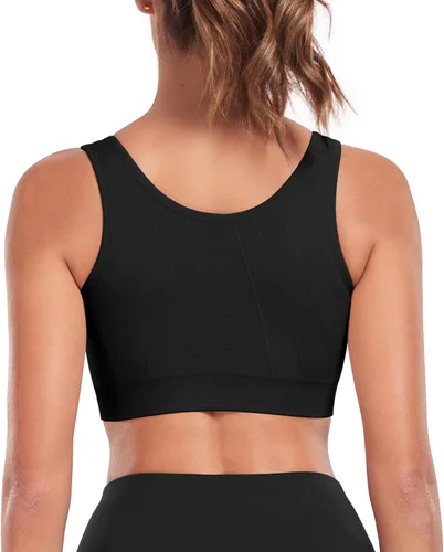 Vista 3 de Brasier deportivo con cierre frontal para mujer, posoperatorio, sin varillas, para yoga