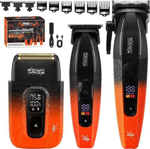 Vista 8 de DSP Kit de afeitadora recortadora 3 en 1 para hombres, recargable Negro
