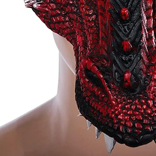 Vista 4 de Alodidae Máscara de dragón 3D, disfraz de fiesta de Halloween, cosplay para adultos y hombres, máscaras de media cara de animales aterradores