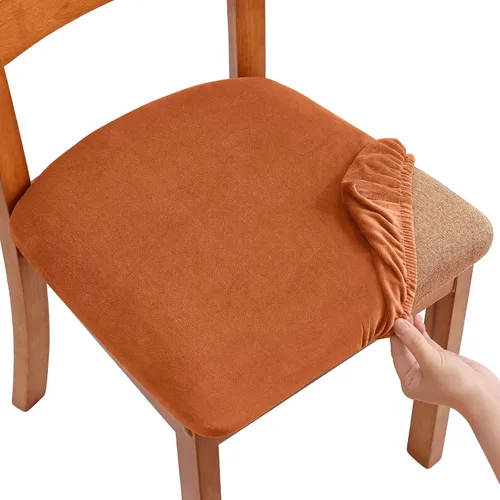 Vista 9 de Smiry - Fundas de asiento de terciopelo para silla de comedor, juego de 2, ajuste elástico, extraíbles y lavables, fundas protectoras de cojín