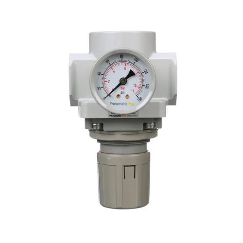 Vista 2 de PneumaticPlus SAR600-N10BG Regulador de presión de aire comprimido 1" NPT - Soporte, manómetro.