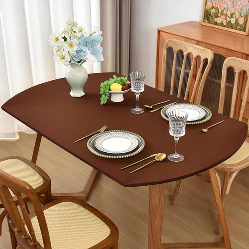 Vista 7 de Mantel redondo de elastano ajustable de 48 pulgadas, mantel plegable elástico de picnic, mantel elástico para mesa de patio, manteles lavables