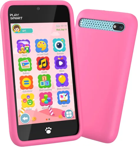 Vista 12 de MOMILLA Toys - Teléfono inteligente para niños, cámara dual de pantalla de 3.97 pulgadas con 21 calcomanías, regalos de cumpleaños para niños