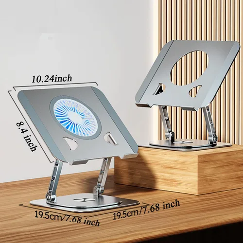 Vista 8 de Ventilador de soporte para laptop con base giratoria giratoria de 360°, altura elevadora de 10 pulgadas ajustable para escribir, ver, presentación
