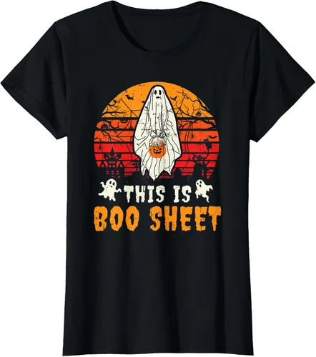 Vista 38 de Funny This Is Boo Sheet Spooky Ghost Halloween - Camiseta de disfraz de juego de palabras, Negro, S