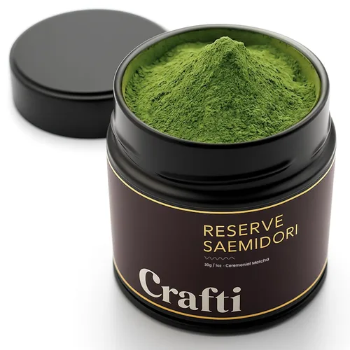 Vista 15 de Crafti Polvo de matcha de grado ceremonial (orgánico) – Polvo de té verde matcha japonés auténtico sin azúcar de Uji, Kyoto para lattes de grado