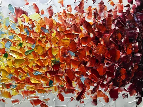 Vista 3 de AMEI Arte, 24 x 48 pulgadas, pintado a mano sobre lienzo, fondo blanco colorido, pinturas al óleo abstractas, arte de pared multicolor, madera