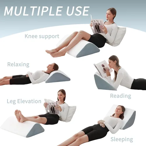 Vista 4 de Almohada de cuña de rodilla, almohada de cuña de cama para dormir almohadas de cuña para después de la cirugía, almohada de piernas para aliviar