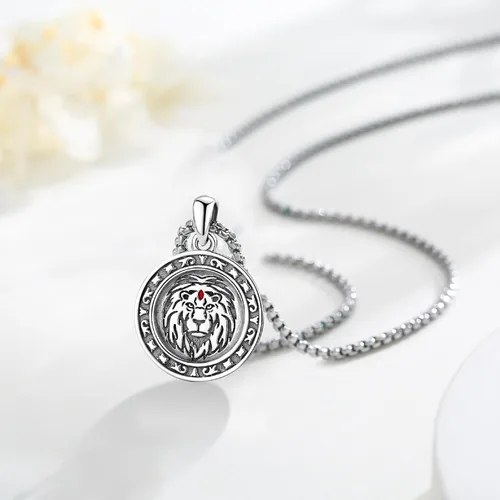 Vista 4 de Animal Necklace 925 Sterling Silver LionSnakeWolfFoxRaven Necklace Viking Protection Witchy Necklace Viking Animal Jewelry for Men Boys Christmas