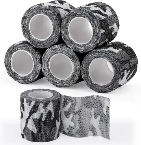 Vista 28 de Cinta adhesiva de camuflaje de 6 rollos, 1/2/3/4 pulgadas x 14.8 pies, vendaje autoadhesivo de camuflaje para acampar al aire libre, tira elástica