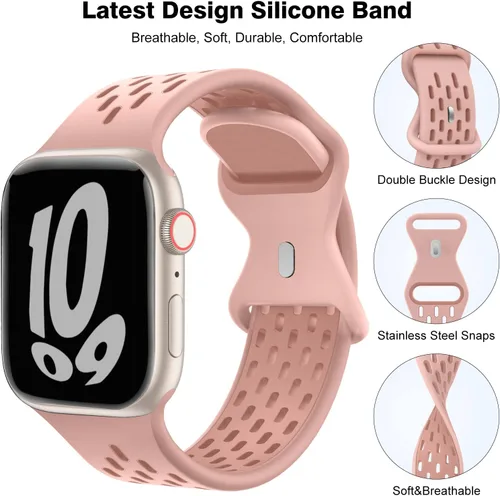 Vista 2 de Paquete de 5 correas de silicona deportivas compatibles con Apple Watch de 1.929 in 1.772 in 1.654 in 1.732 in 1.614 in 1.575 in 1.496 in, correa