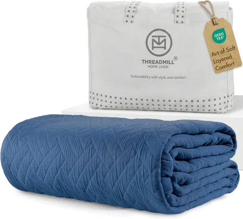 Vista 19 de Threadmill Mantas de Algodón de Lujo para Cama de Tamaño King Manta de Algodón 100% Acogedora para Todas las Estaciones Colcha Jacquard Aster