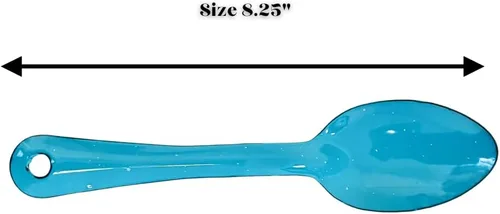 Vista 2 de Cuchara Esmalte Azul Turquesa - Cuchara Turqueza Azul de Peltre Chica - 8 1/4" - Paquete de 12