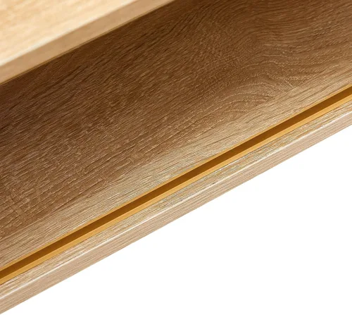Vista 8 de IANIYA Mesa de centro moderna con almacenamiento, mesa rectangular de 41.3 pulgadas con centro de madera con puerta corrediza tejida de ratán PE