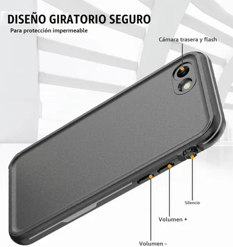 Vista 2 de Diseño para iPhone 8 7 Funda impermeable con protector de pantalla integrado totalmente sellado, a prueba de golpes, a prueba de nieve, bajo el Negro