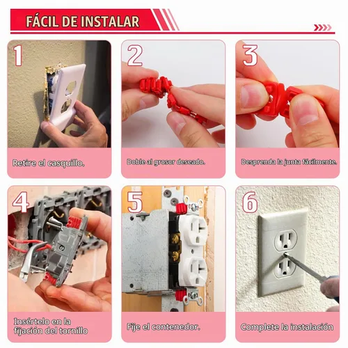 Vista 3 de 48 separadores de interruptor y receptáculo, interruptor de plástico y espaciadores receptivos para caja eléctrica con 30 tornillos inoxidables