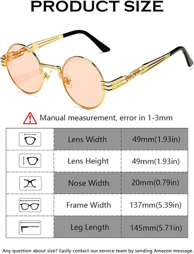 Vista 5 de DeBuff Gafas de sol retro redondas steampunk hippie