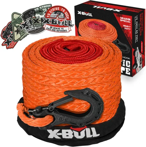 Vista 10 de X-BULL Cuerda de cabrestante sintética – Kit de cable -1/2" x 85 pies, 32000 libras línea de cabrestante con funda protectora, gancho de cabrestante