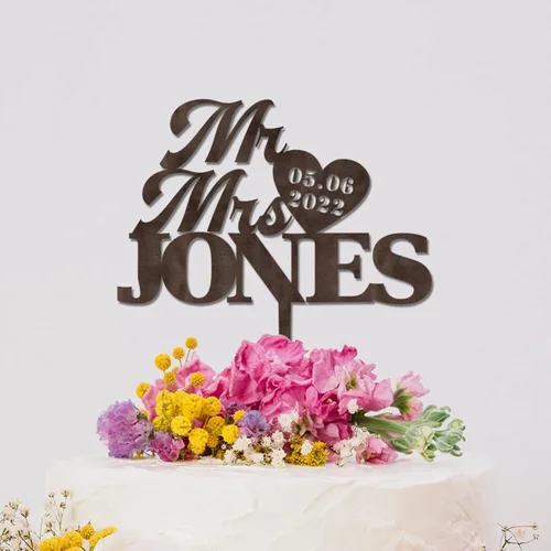 Vista 4 de Mr Mrs - Decoración personalizada para tartas de boda, novia y novio, decoración de tarta de boda, decoración de tarta de la señora para parejas