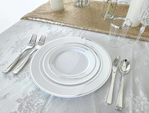 Vista 5 de OCCASIONS 50-150-200 Piezas plateadas (25 personas) 26 cm, 19 cm + cubiertos.