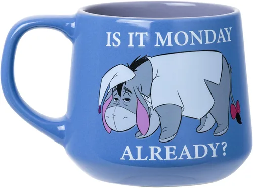 Vista 2 de Silver Buffalo Disney Winnie the Pooh Is It Monday Already With Eeyore - Taza de cerámica cónica, 18 onzas