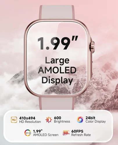 Vista 8 de Reloj inteligente para mujer, monitor de presión arterial, frecuencia cardíaca, oxígeno en sangre, sueño, rastreador de actividad impermeable 3ATM