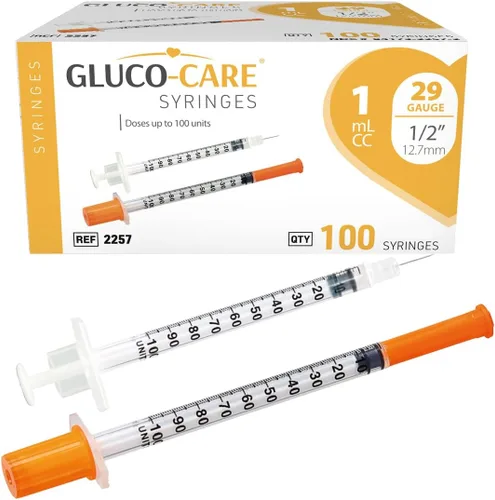 Vista 16 de GLUCO-CARE - Jeringas de 0.3 ml/cc, 30G x 5/16’’ (8mm), tapa naranja, 100/caja