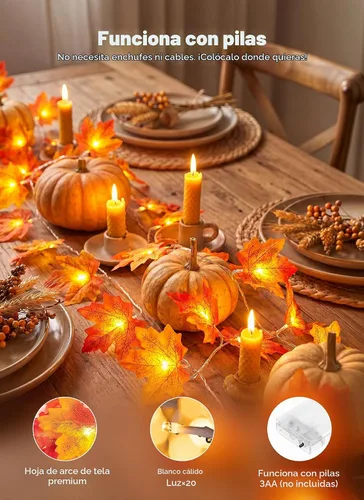 Vista 5 de Brightown 2 Pack Fall Garland with Lights Total 20Ft 40LED Fall Decor