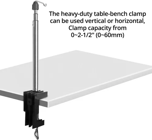 Vista 6 de QWORK Herramienta rotativa, amoladora redonda, soporte telescópico para colgar con abrazadera de mesa, herramienta de soporte de suspensión de eje