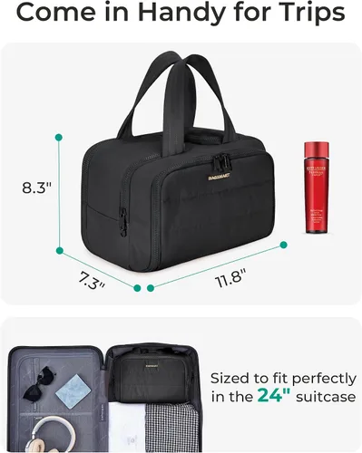 Vista 5 de BAGSMART Bolsa de Aseo de Viaje, Bolsa de Aseo Resistente para Mujeres, Bolsas de Aseo Ampliamente Abiertas y Esponjosas para Viajar, Organizador